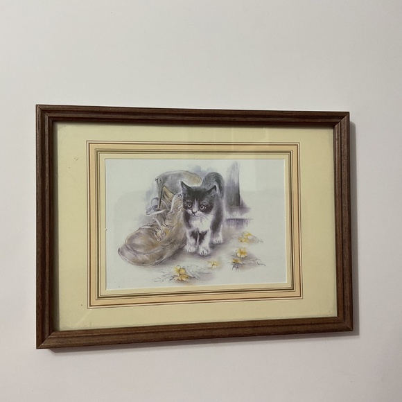 VTG Kitten With Boot Print in Frame By Nikki - Picture 4 of 4